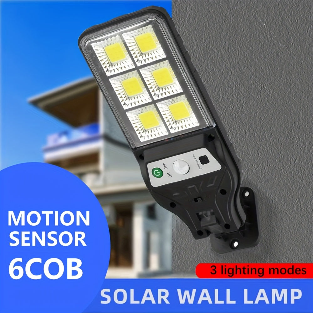 1/2/4 Pack Solar Street Light with Motion Sensor, Designed for Wall Mounting, Suitable for Commercial Streets and Area Lighting, Outdoor 6 COB LED Solar Light with 3 Lighting Modes, Perfect for Floodlighting