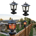 2-Pack Solar Lamp Post, Automatic Dusk to Dawn Waterproof Solar Outdoor Light Cover, Suitable for 4x4 Wood Post, Solar Light with Glass Shade, for Deck Fence Patio Post Decoration, Matte Black