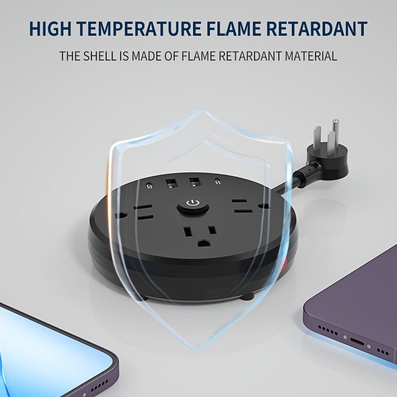 7-in-1 Multi-functional Wall Short-line Power Socket, 2 Packages Of The Same Type Delivered, Including Overload Protection And Power Switch Indicator Light, 3 Power Output 2 USB And 2 Type-C, Practical One-turn Multi-power Socket