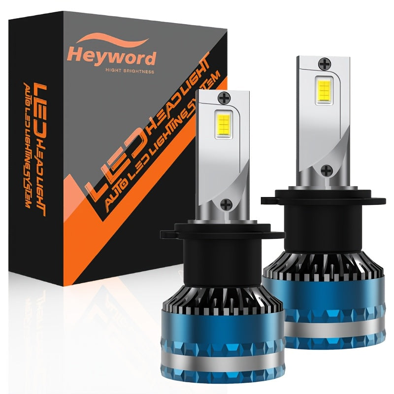Heyword 2-Pack LED Headlight Bulbs - Compatible with H11, H7, H4 | Super Bright White Light | Easy Installation | High/Low Beam Integrated | Fits Most Cars and Motorcycles
