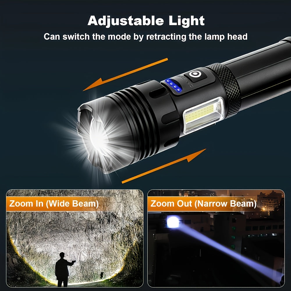 Ultra Bright Long Range Flashlight, Tactical Light, Rechargeable Zoom Flashlight, Camping Light, Emergency Flashlight