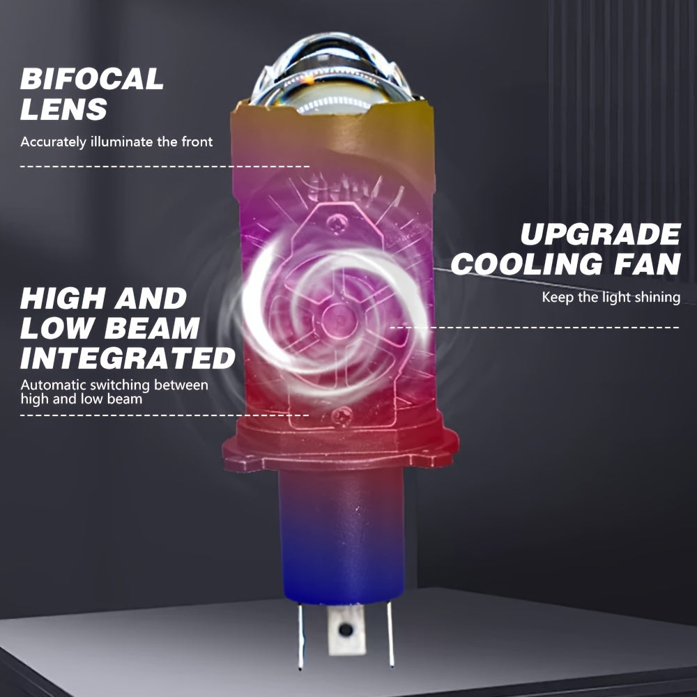 Newest Car LED Headlight H4-QF018, 55000 Lumens, 6500K Extremely Intense White Light, Suitable for Cars and Motorcycles, Car Mini Lens, 360° Beam Angle, Durable Aluminum Alloy Base, Durable Auto Parts