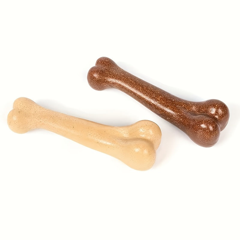 2件套坚不可摧的幼犬咀嚼骨 - 牛肉味牙齿健康 & 强力咀嚼者，重型聚丙烯狗咬玩具（骨形，大/中/小型犬，斗牛犬，恶霸犬种） - 耐用幼犬磨牙骨，耐磨耐咬