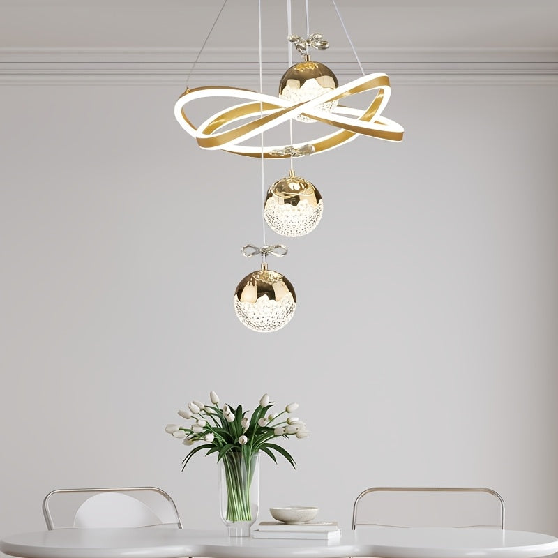 Modern LED Pendant Light Butterfly Decoration 3 Color Temperature Adjustable Color Temperature Aluminum Island Lighting Fixture, Suitable for Kitchen, Dining Room