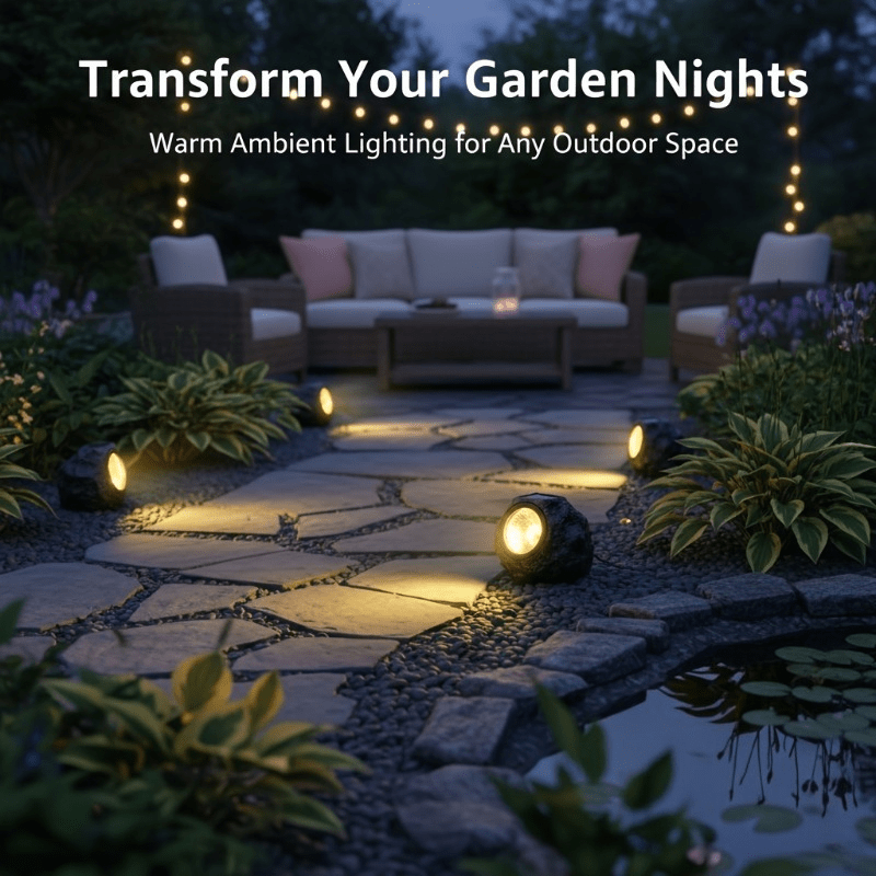 Solar Landscape Spotlight, Stone Lawn Light, Stone Design, Landscape Decorative Light, Courtyard Stone Light, Path Decorative Light, Stone Illumination Light, Outdoor Garden Light, Yard Ground Light, Holiday Outdoor Landscape Lighting