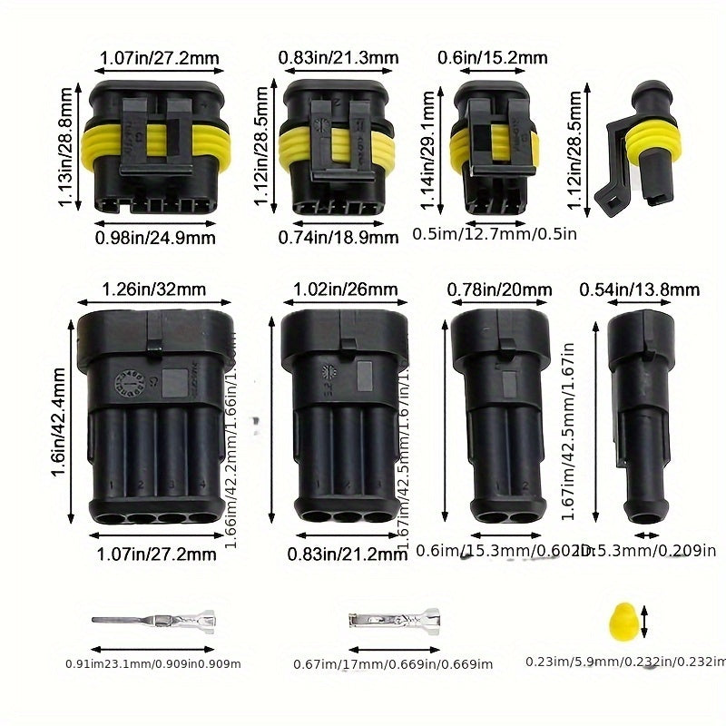 355-Piece Automotive Electrical Connector Terminals, Heavy-Duty 1/2/3/4 Pin Wire Plugs, for Vehicle Repair and Maintenance – Easy Installation and Operation