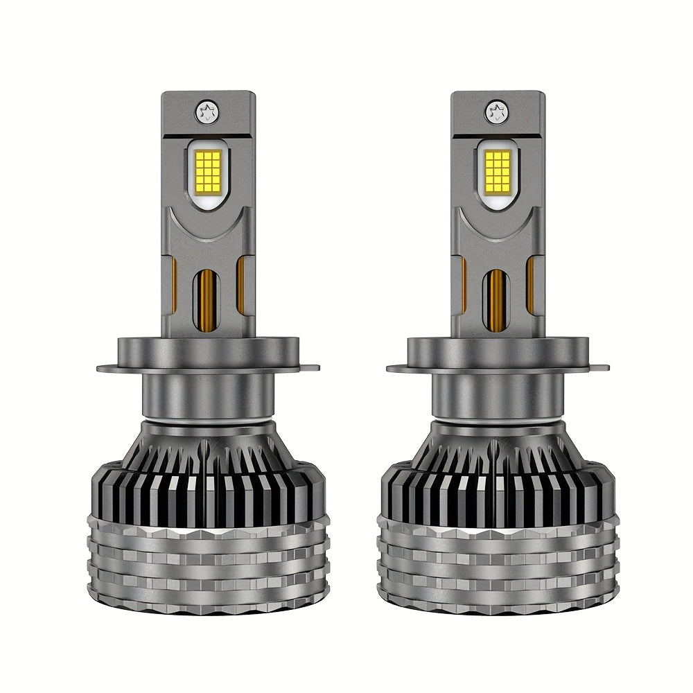 2-Pack H4 H7 LED Car Headlight Bulbs, Canbus Compatible, Including H11, H1, H3, HB3 9005, HB4 9006, 9012, Hir2 9007, and H13. Features 4 Copper Tubes, Emits 6000K White Light, for 12V Vehicles, No Battery Included