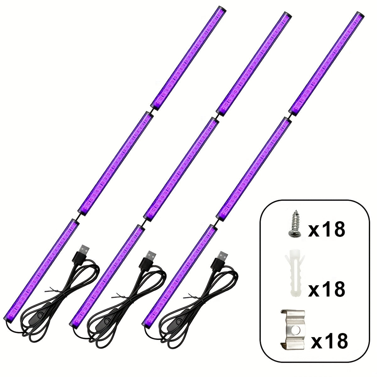 Splicing black light strip, UV black light tube, UV fluorescent light, DIY splicing light, suitable for gaming room ambiance light, Halloween, Thanksgiving, Christmas parties, disco, birthday, fluorescent posters, body painting, event scene lighting