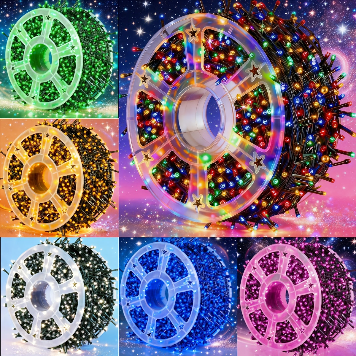 LED串灯 411颗/331颗/271颗/191颗灯珠 8种模式 IPX4级防溅户外仙女灯 适用于圣诞、情人节、复活节、万圣节、感恩节、跨年夜、独立日、光明节、排灯节、婚礼、花园、阳台、露台、派对装饰