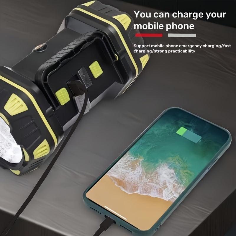 Multifunctional High Brightness LED Handheld Light Large Capacity Battery Long Lasting Type-C Charging 8 Lighting Modes Side COB Soft Light Smart 4-Grid Power Indicator Outdoor Camping Adventure Lamp