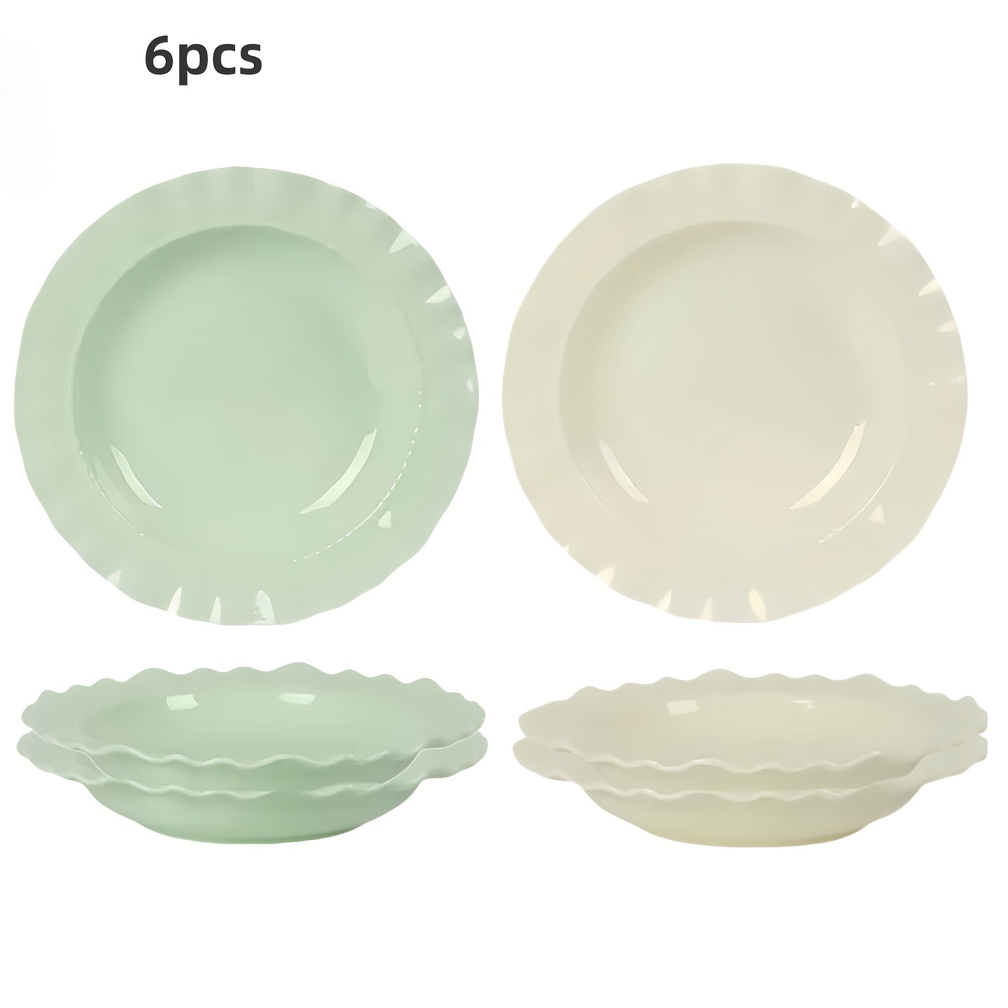 Cream-Style French Lace Western Dinner Plate, Reusable PP Plastic Home Tableware, Serving Plate, Soup Plate, Deep Plate & Bowl Set – Perfect for Cold Dishes, Deli, Desserts, Party Food, Stackable Storage