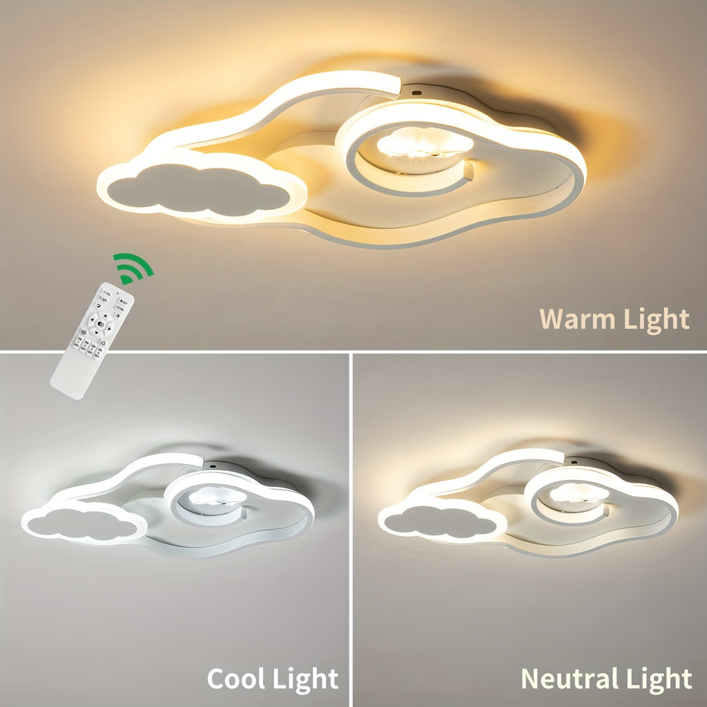 Enncll dimmable cloud ceiling light, modern LED ceiling light with remote control, flush mount acrylic light, suitable for bedroom, living room and other spaces, white, home decorative lighting, bedroom lighting, minimalist lighting