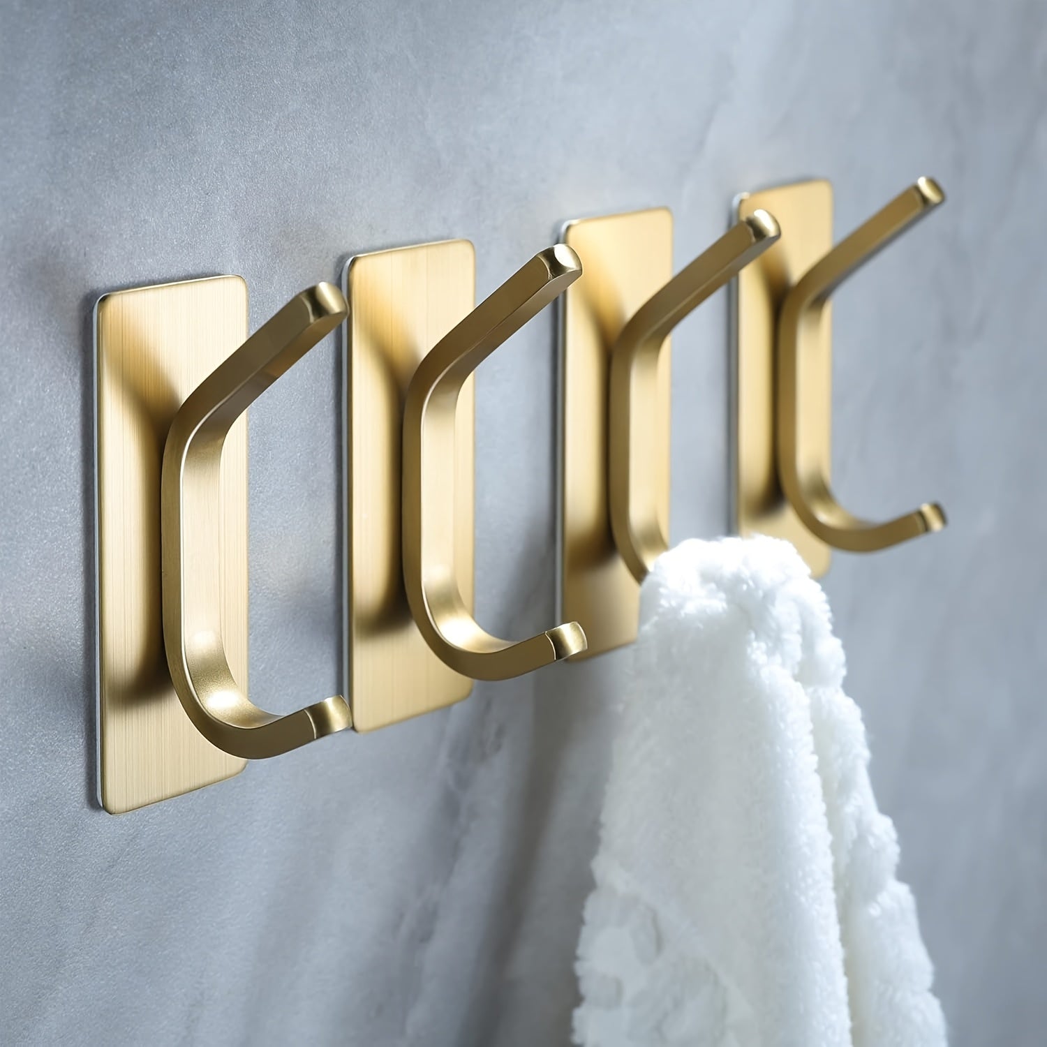 2 or 4 Pack No-Drill Adhesive Hooks - Stainless Steel for Clothes, Towels, Robes, Hats, Keys - Bathroom, Toilet, Bedroom, Dorm, Kitchen, Garage Storage