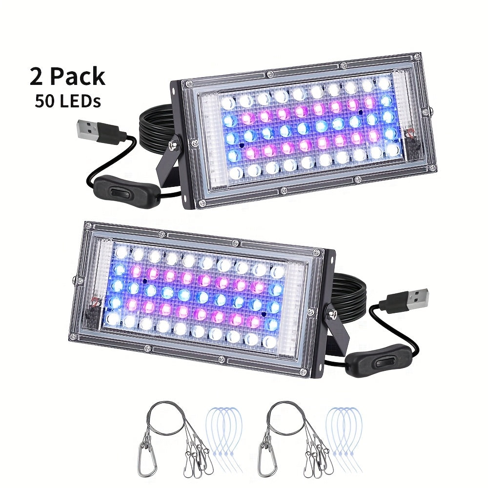 1-4 Pack 50/96/144 LED Full Spectrum Plant Grow Light, Ideal for Indoor Plant Seed Germination, Blooming and Fruiting, Equipped with 59 Inch Power Cord, USB Plug and Switch, Low Voltage 5V
