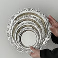 Set of 4 Metal Cake Plates, for Afternoon Tea, Serving Pastries, Snacks, Fruit, or as Decorative Jewelry Organizer (Not Food Contact)