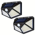 2-Piece Outdoor Solar Wall Light High Brightness 100LED 4-Side Illumination 270-Degree Wide Angle Lighting Easy Installation IP54