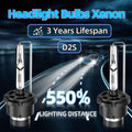 2-Pack Super Bright D2S LED Car Headlight Set, Providing 550% Increase in Illumination Distance, Cool White Color Temperature 6000K, Compatible with 12-24V Vehicles, Easy to Install with High Stability