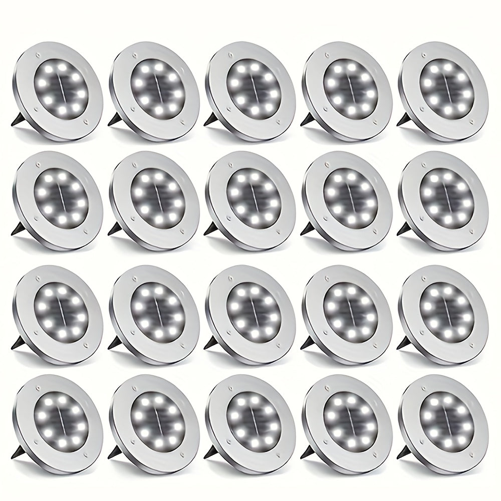 18/10/6-Pack Solar Ground Light, Outdoor Waterproof Solar Light, 8-LED Solar Landscape Light, Suitable for Garden, Courtyard, Patio, Path, Driveway, Walkway (Cool White Light)