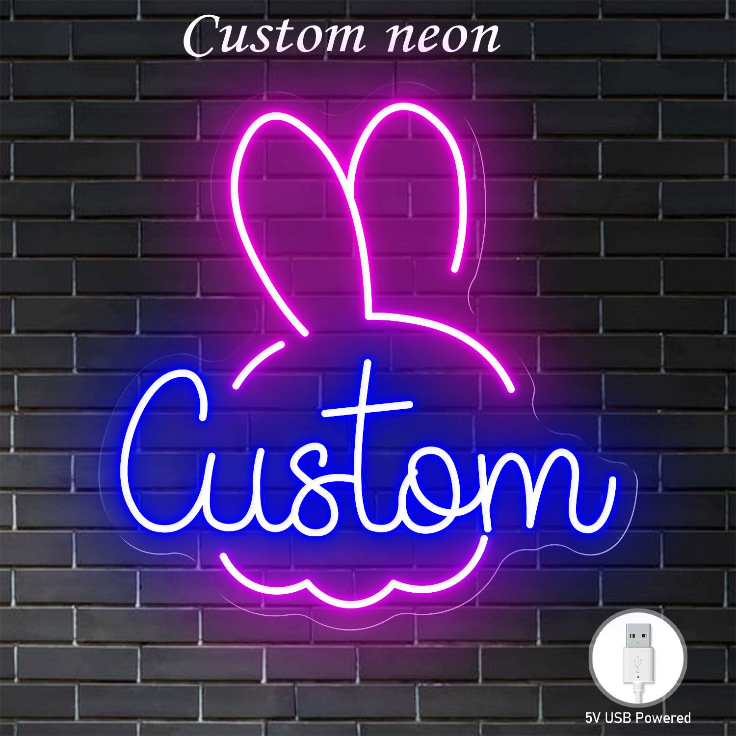 12-20 inch neon sign - personalized text, USB-LED adjustable brightness and color, wall-mounted tube design, suitable for home, bar, party decoration - birthday/wedding/anniversary gift