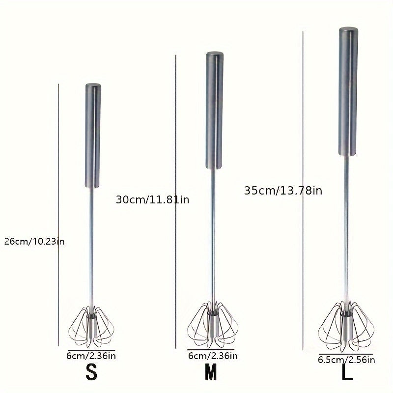 1pc Multifunctional Stainless Steel Whisk & Milk Frother, Home Baking Tools, Cream Egg Hand Blender, Household Push Blender Blender - Egg Whisk, Milk Frother, Hand Push Blender Blender Multi-Tool - Kitchen Utensils for Mixing, Blending, Beating