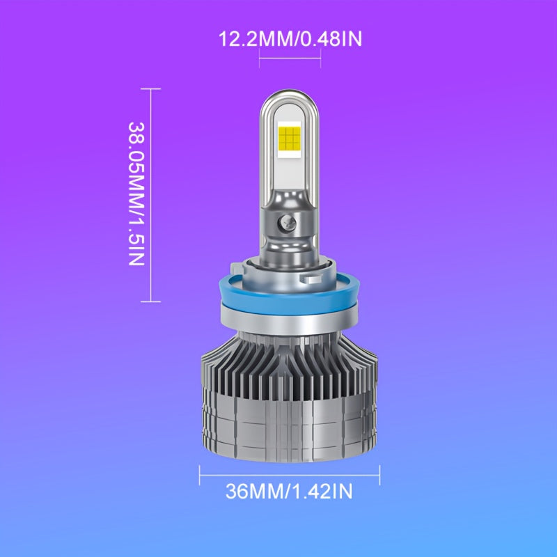 2-Pack 9005 9006 9012 d2h H1 H3 H4 H7 H11 High Power 7545 CSP Chip 800% Brightness Increase 6000K Color Temperature Super Bright Car LED Headlights U-Shaped Copper Tube Fast Heat Dissipation with Cooling Fan Aluminum Housing Car Headlights Easy to Install