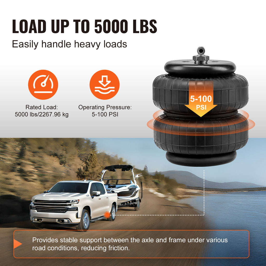 VEVOR Air Bag Suspension Kit, Air Spring Suspension Bag Kit, 5000 Lbs Load Capacity, 5 to 100 PSI