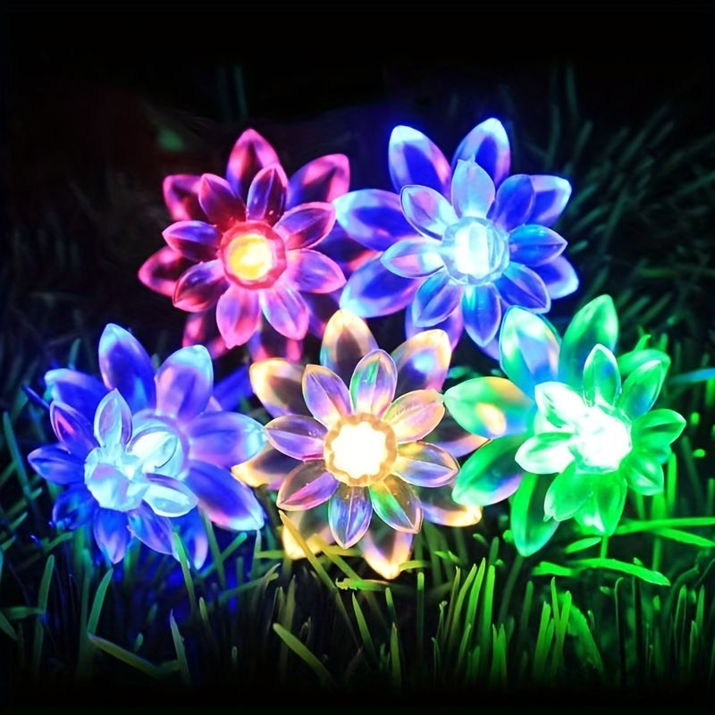 一套59.06/118.11英寸蓮花燈籠，電池供電10/20 LED仙女燈，適用於室內/室外房間和庭院，聖誕節感恩節新年派對裝飾串燈，不含電池，萬聖節裝飾，聖誕節裝飾