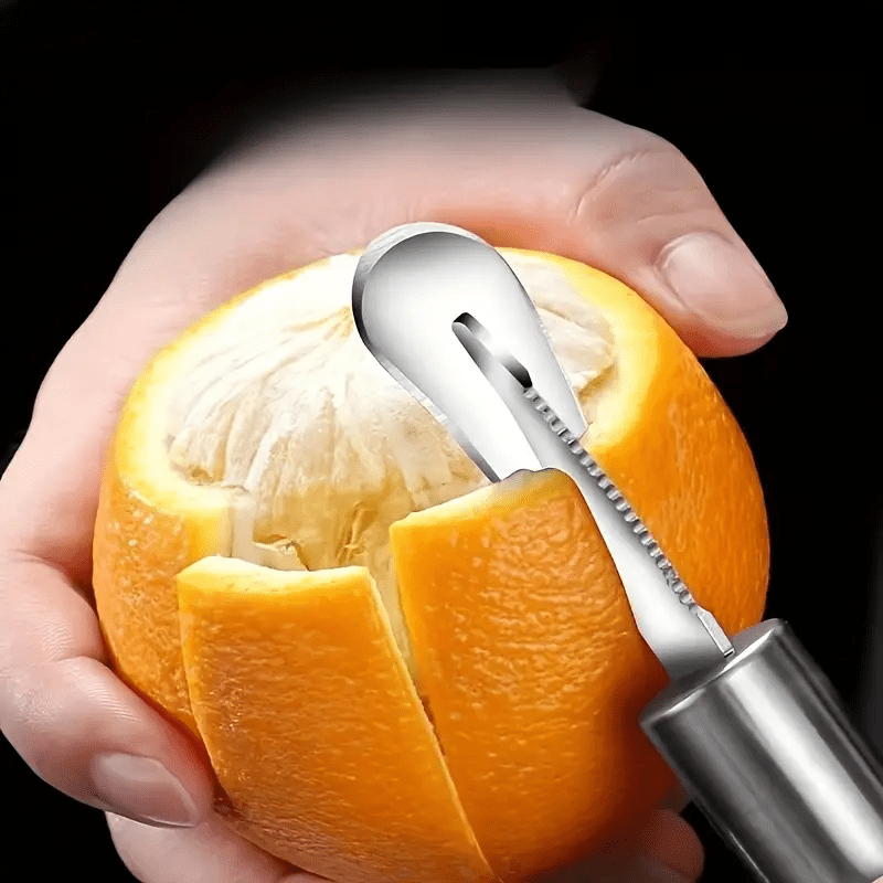 1 Creative Kitchen Tool for Oranges & Lemons – Durable Stainless Steel Peeler with Curved Handle for Effortless Peeling, Essential for Restaurants, Outdoor Camping & BBQ