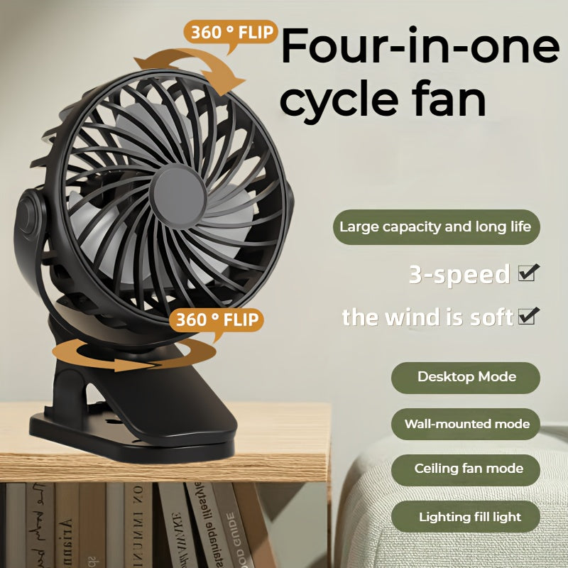 USB Rechargeable Mini Desktop Fan, Quiet 3-Speed Adjustment, Lightweight Portable, 360° Adjustable Angle, Personal Cooling Fan for Home, Car, Office, Dormitory, Camping and Travel