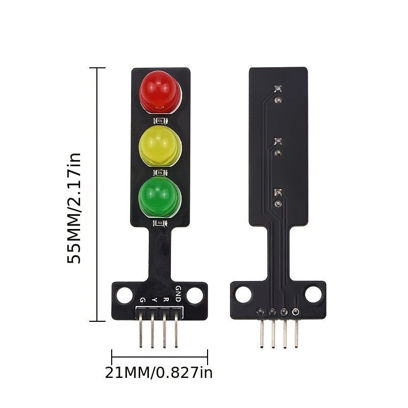 Traffic Signal LED Display Module, Onboard 5mm Red Yellow Green LED Beads, Ideal for Building Traffic Light System Model with Arduino