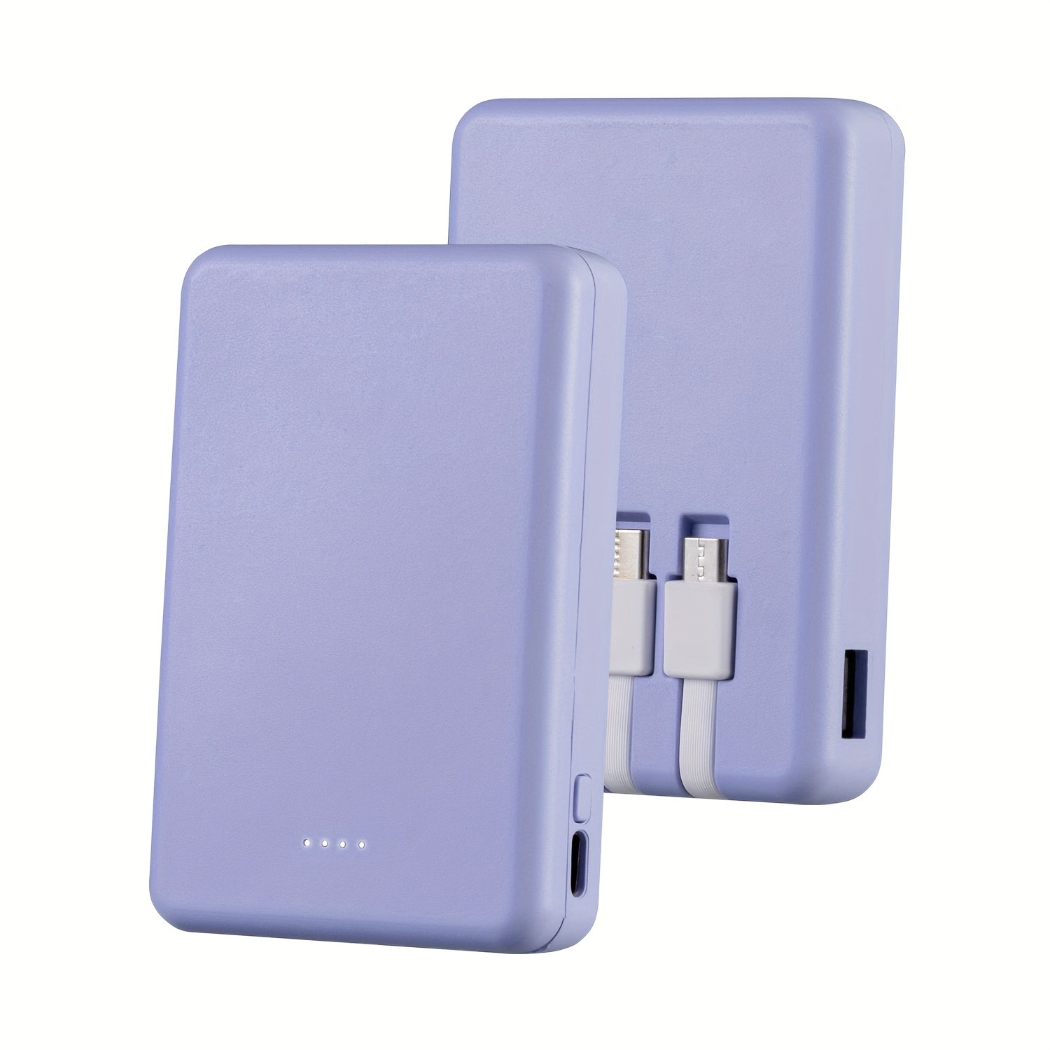Portable Power Bank, Lightweight And Compact, 5000mAh/10000mAh, Mini Version with Built-in Cable, Can Charge 4 Devices Simultaneously with Type-C Input, LED Indicator Showing Remaining Capacity, Easy to Carry, Compact Charger with Built-in USB-C