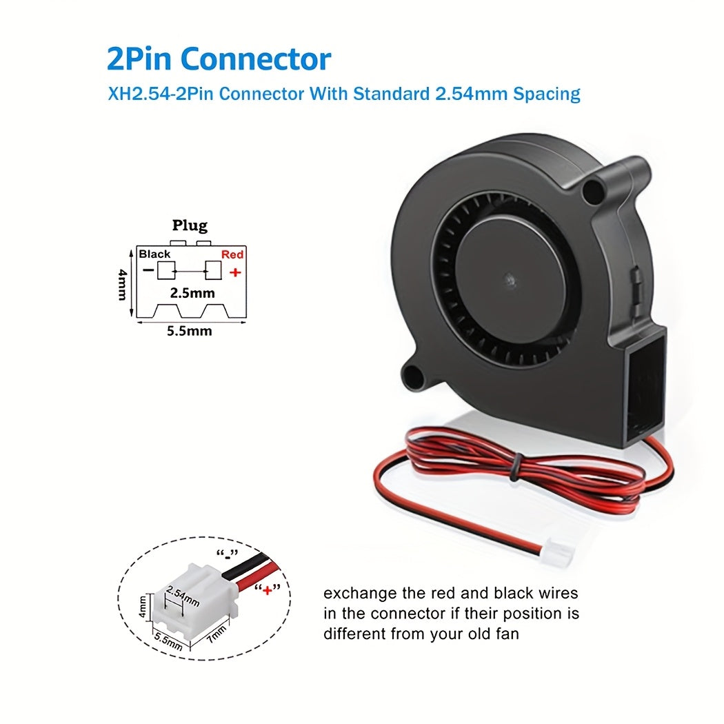 DC 12V 24V 50X50X15Mm Curved Blade Radiator Fan, 2Pin Radial 5015 Turbo Cooling Fan, 1.97 Inch 50Mm Cooler for 3D Printer Heat Dissipation