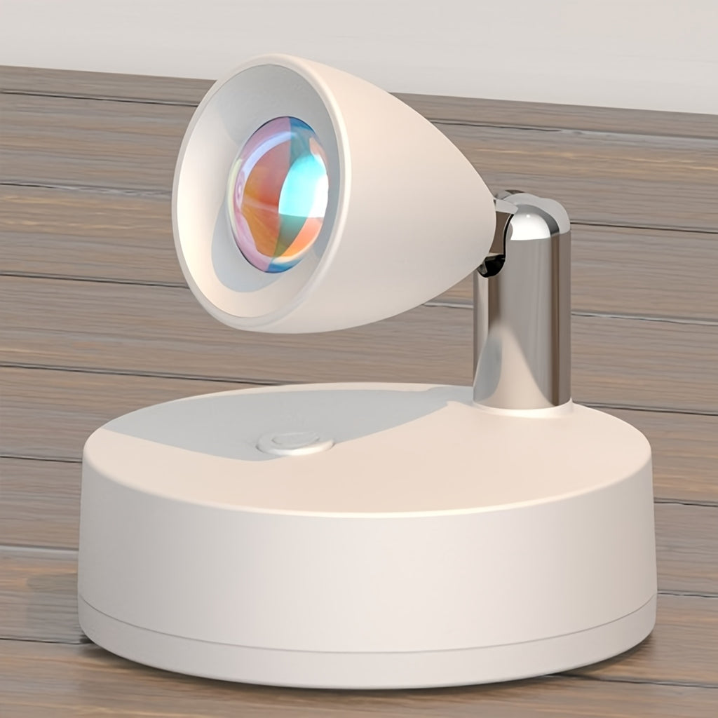 Remote Control Ambient Spotlight, Adjustable Multi-Color Night Light, Creative Lens 360° Rotatable Wall Lamp, 3 AA Battery Powered, Dimmable Stick-On Decorative Spotlight for Indoor Decoration