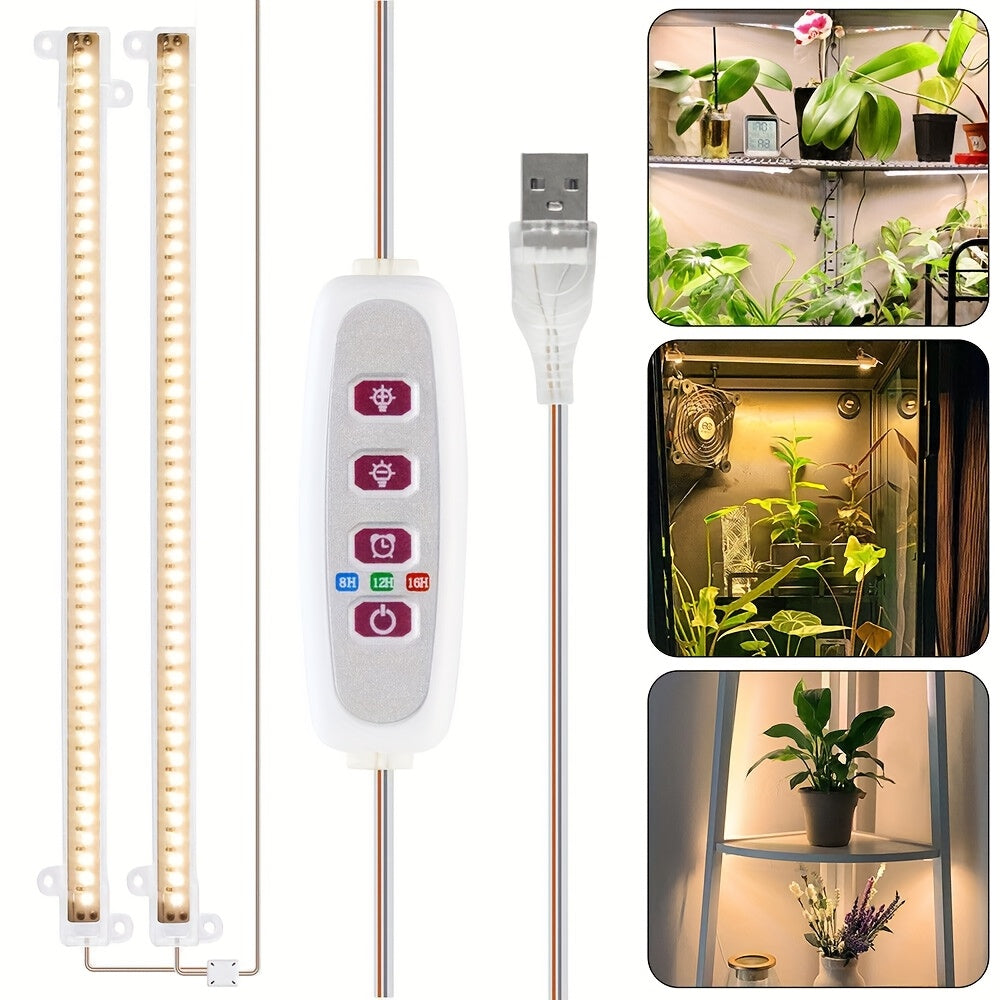 USB rigid light strip warm white 3000K plant light 30CM rigid light strip timer control 8-12-16 hour selectable time USB interface color temperature and brightness adjustment indoor cabinet lighting plant light USB lighting