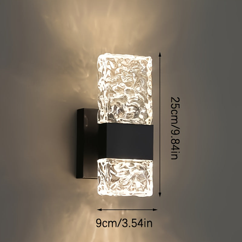 2-Piece Modern Bedroom Crystal Wall Light 3-Color Temperature Changing LED Black Wall Lamp Living Room Linear Wall Light Indoor Warm Light Wall Light Fixture