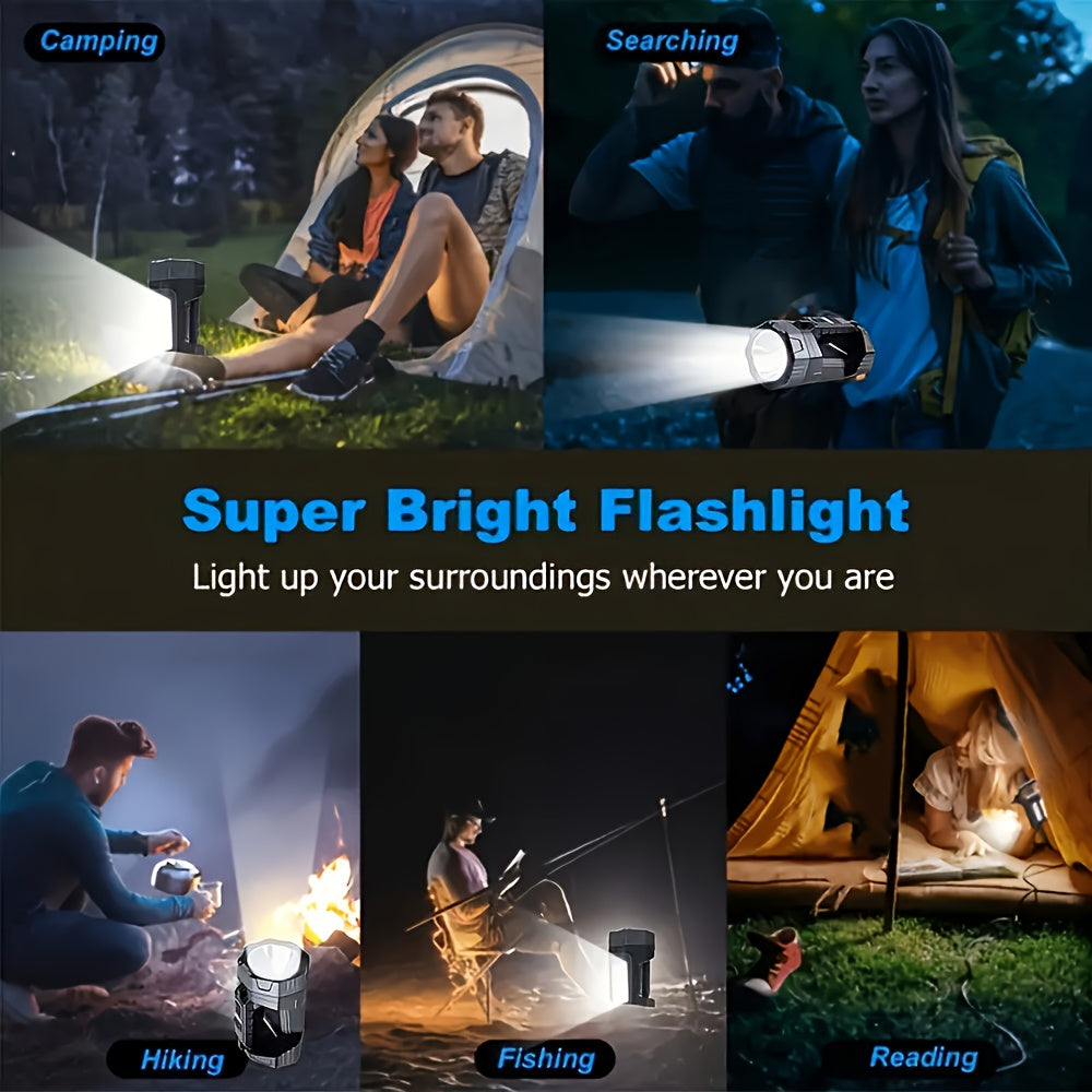 Rechargeable Portable LED Camping Lantern, 6 Modes, Portable COB Work Flashlight with Side Light, Blue & Red Flashing, Emergency, Ideal for Camping, Fishing, Repairs & Emergency Situations
