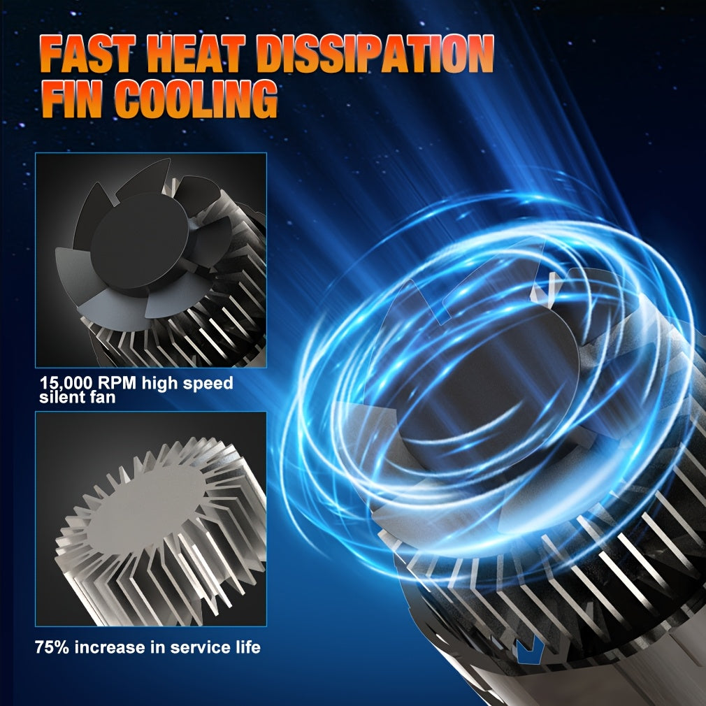 Super Bright H4 H7 H11 9005/9006 Car LED Bulbs, 6500K LED Headlight Bulbs, 60000LM, 800% Brightness Increase, 300W High Power, Turbo Boost Light, Canbus, High/Low Beam, Plug-and-Play Turbo Fan, 2-Pack