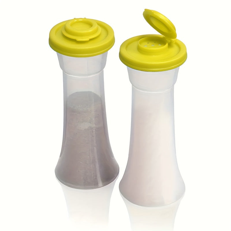 2 Extra-Large Salt & Pepper Shakers, Moisture-Proof Salt Collector – Perfect for Camping, Picnic, Outdoor Kitchen, Lunch Box, Travel – Clear Spice Jars with Red Lids – Plastic Airtight Spice Dispensers, BBQ Seasoning Shakers, Powder Dispensers