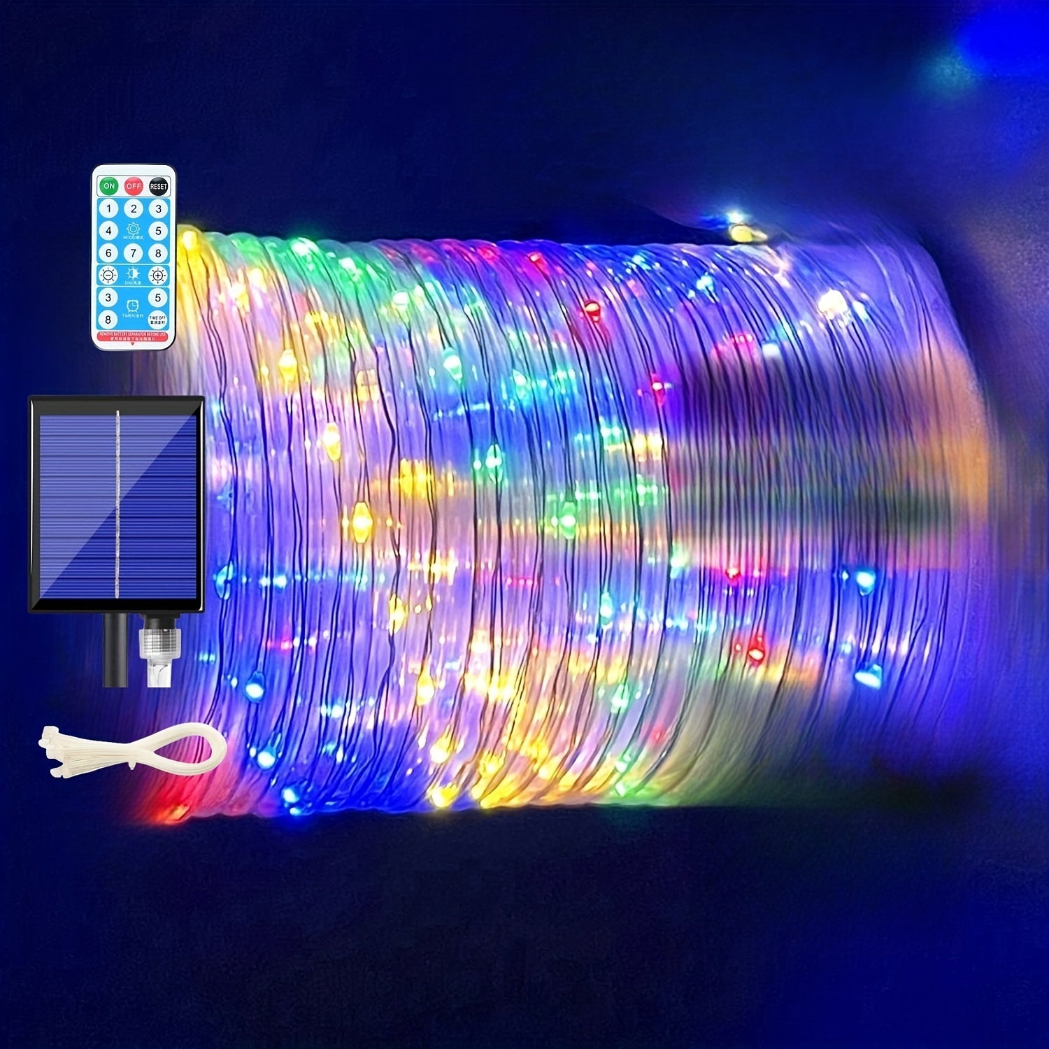 100Ft 300 LED 太阳能灯串 8种模式 户外灯管 铜线灯 适用于圣诞节 花园 围栏 庭院 派对 泳池 婚礼装饰