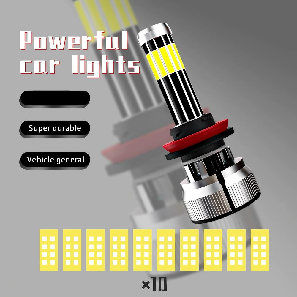2-Pack 10-Sided 360° Illumination LED Headlights H1 H3 H7 H11/H8/H9 880/881/H27 9005/HB3/H10 9006/HB4 9012 H4/HB2/9003 9004/HB1 9007/HB5 H13/9008 High/Low Beam Integrated Headlights, Error-Free Plug-and-Play
