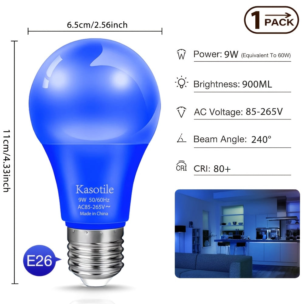 Colored bulb 9W E26 base, suitable for Halloween, Christmas parties, holiday lighting, colors available in blue/red/green/purple/orange/pink