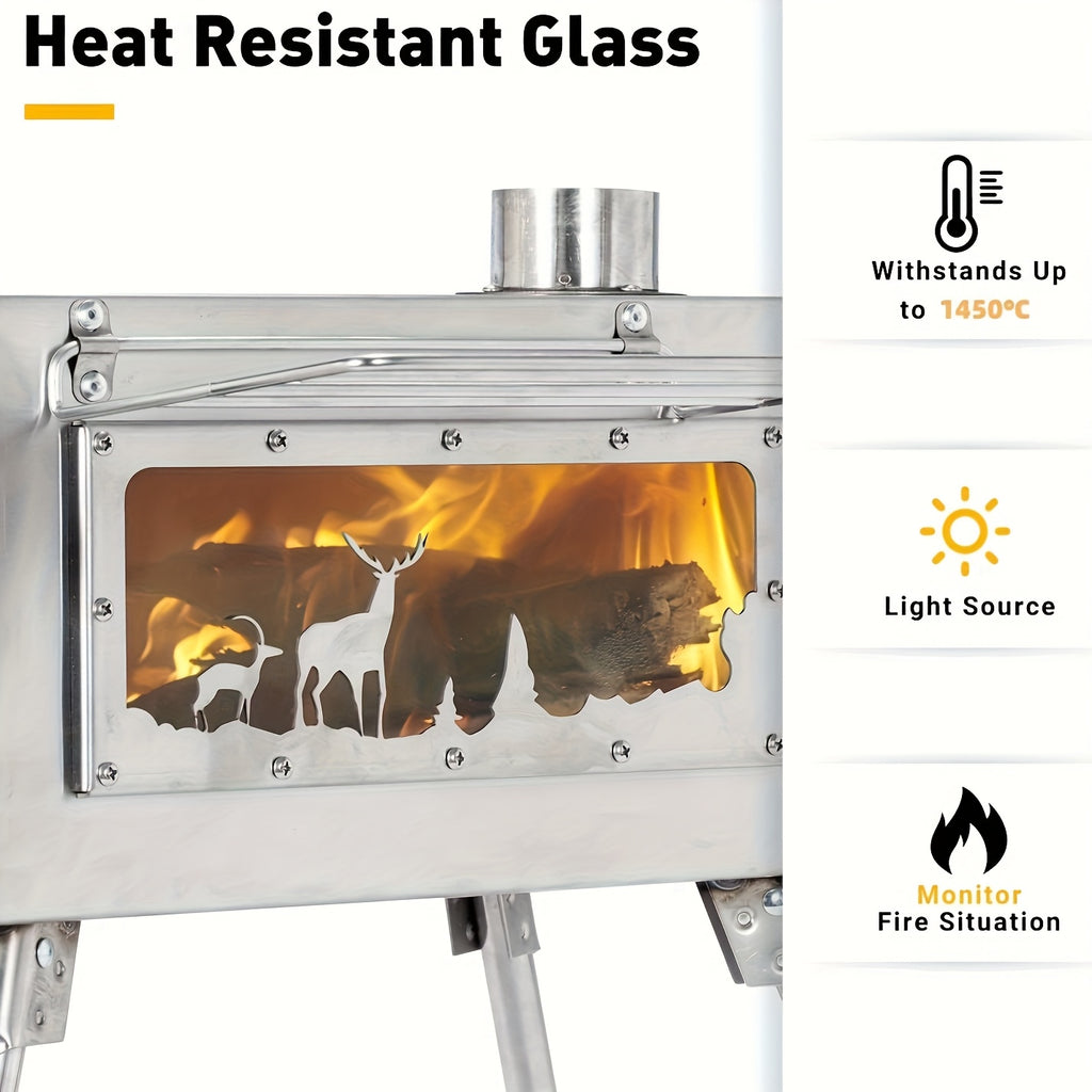 Portable Camping Stove with Chimney Pipe, Designed for Heating and Cooking While Camping