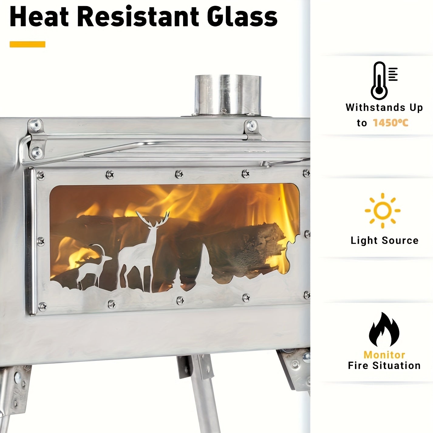 Portable Camping Stove with Chimney Pipe, Designed for Heating and Cooking While Camping