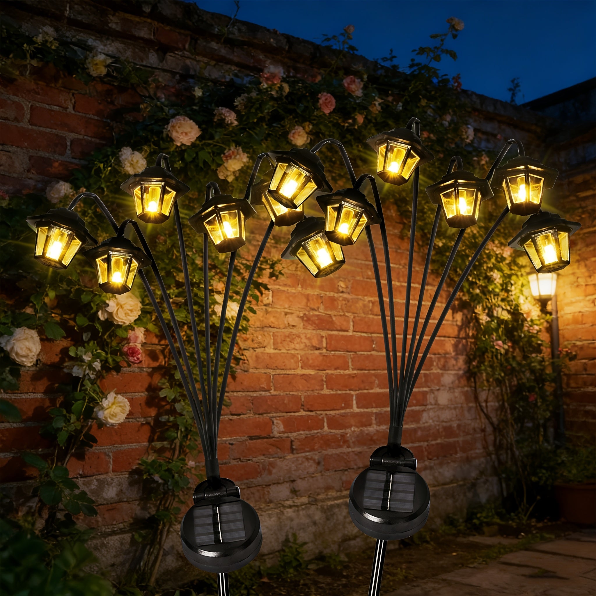 OTDECOR Solar 6-Head Vintage Lantern Lawn Light 2 Pack, Outdoor Path Ground Insert Light with Warm LED Light Source, Garden Decorative Light, Ideal Gift for Gardening Enthusiasts and Mothers, Perfect for Courtyard, Yard and Flower Beds
