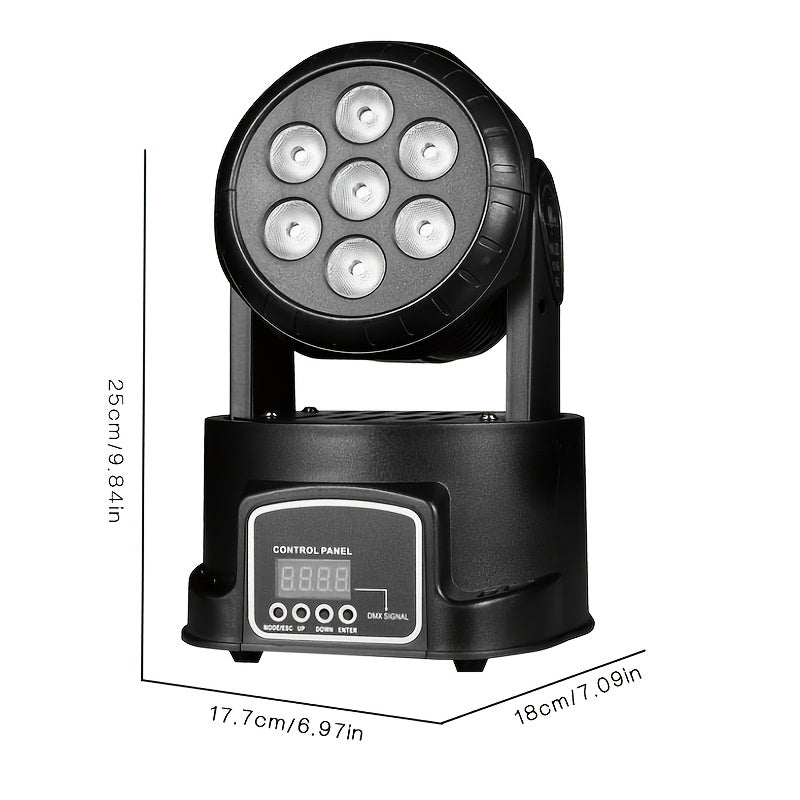 Moving head light RGBW stage lighting DJ light 7 x 10W LED beam spotlight 9/14 channel wash light, with DMX and sound activation, suitable for parties, churches, weddings, bars, Christmas, Halloween, disco and other occasions