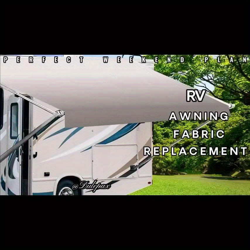RV Awning Fabric Replacement Heavy Duty 16oz Vinyl Fabric - Universal RV Awning Replacement for All Brands - Premium Faded Grey Blue