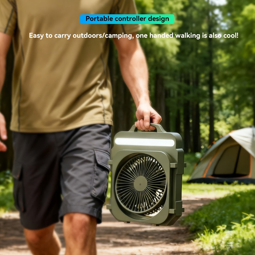 1Pcs 3-in-1 Desktop Fan, 5 Speed Levels, 3 Light Modes, 4000mAh Battery, USB Rechargeable, Portable Quiet Fan for Camping, Home and Office