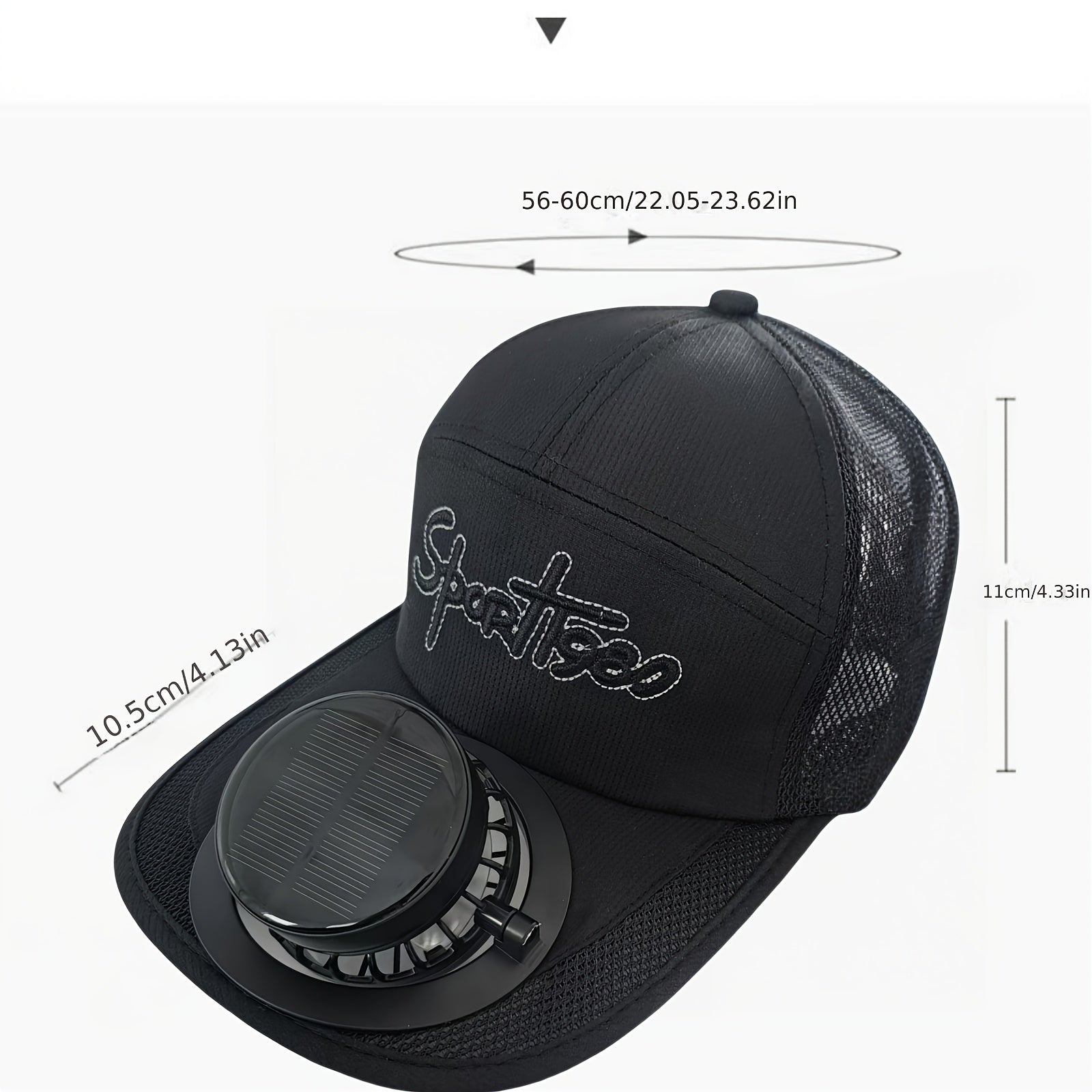 Solar Fan Baseball Cap, Hiking & Camping Hat, Adjustable Head Circumference for All Sizes, Solar + USB Multi-Charging Fan, New Design with Light Sensor Start, No Noise for More Comfort, 650mAh Large Capacity Lithium Battery for Longer Use