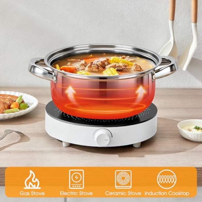 10Pcs Silver Non-stick Cookware Set with Glass Lids, Induction Compatible, Space Saving, Dishwasher & Oven Safe