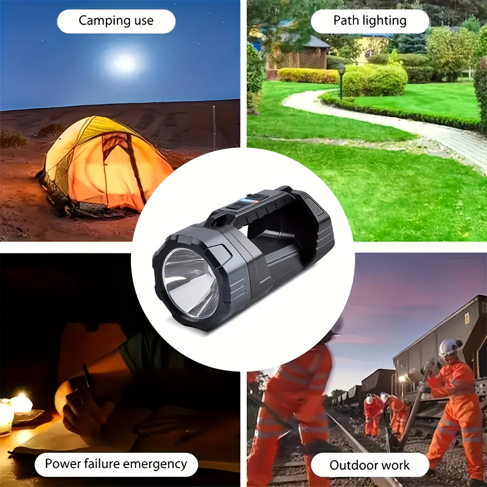 Rechargeable Portable LED Camping Lantern, 6 Modes, Portable COB Work Flashlight with Side Light, Blue & Red Flashing, Emergency, Ideal for Camping, Fishing, Repairs & Emergency Situations